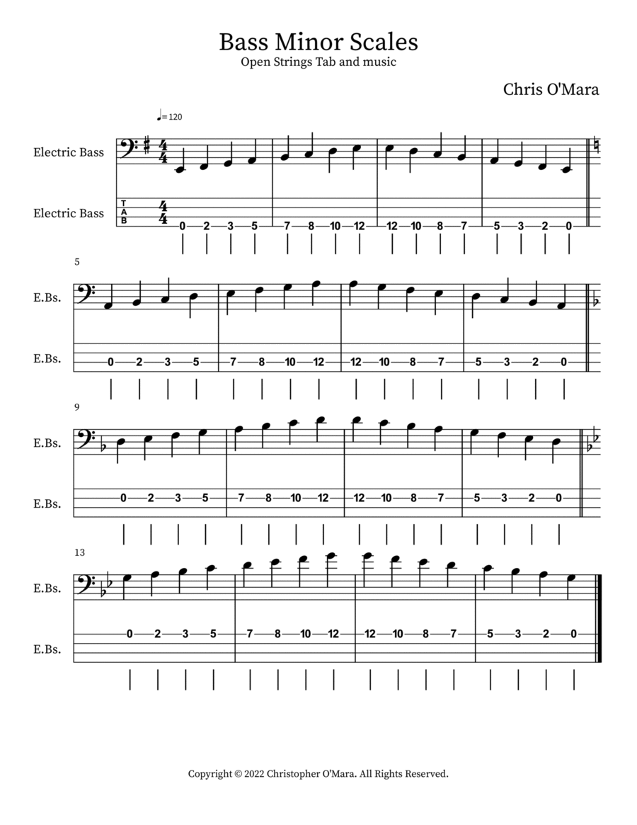 Bass Minor Scales Acoustic Guitar scores gallery preview page 1
