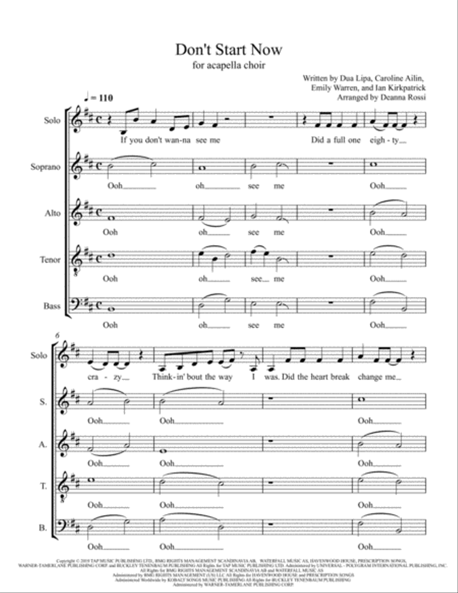 Don't Start Now 4-Part scores gallery preview page 2