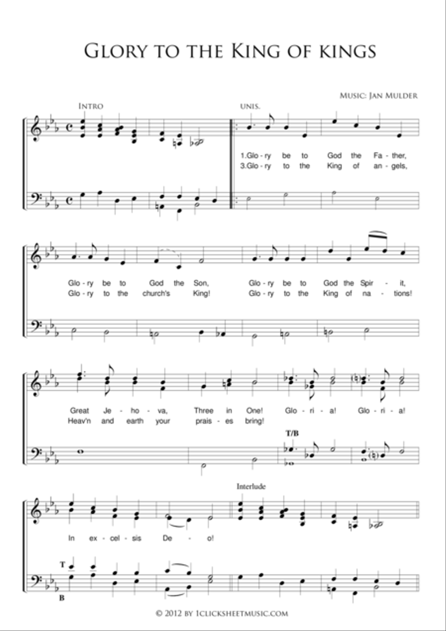 Glory To The King Of Kings 4-Part scores gallery preview page 1
