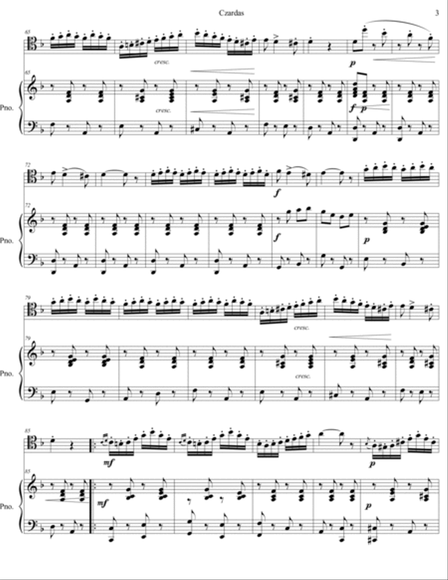 Vittorio Monti - Czardas for Trombone and Piano Piano scores gallery preview page 3