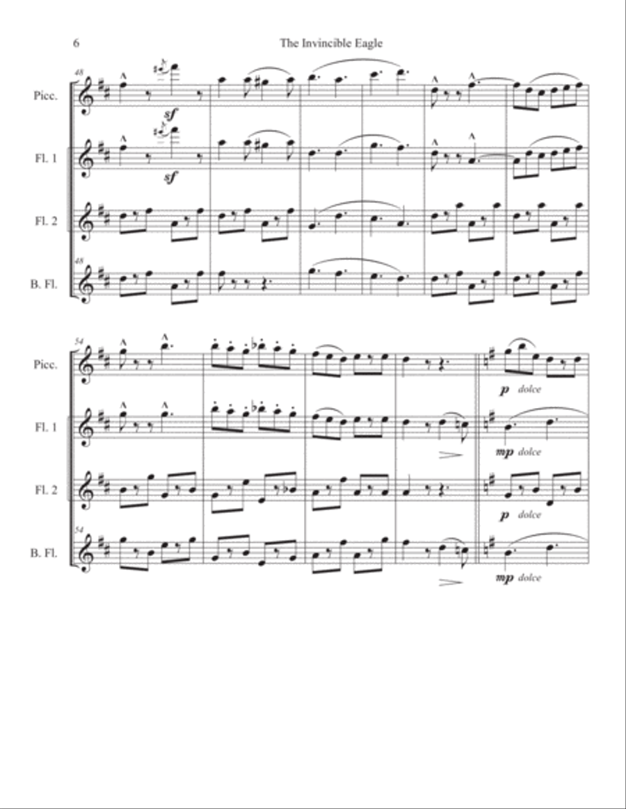 The Invincible Eagle for flute quartet Flute Quartet scores gallery preview page 6