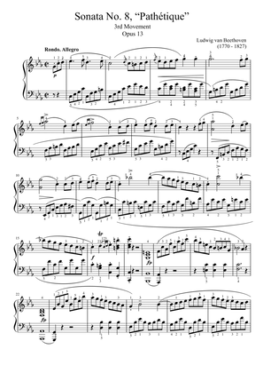 Beethoven - Piano Sonata No. 8, “Pathétique”, 3rd Movement Op.13 - Original With Fingered