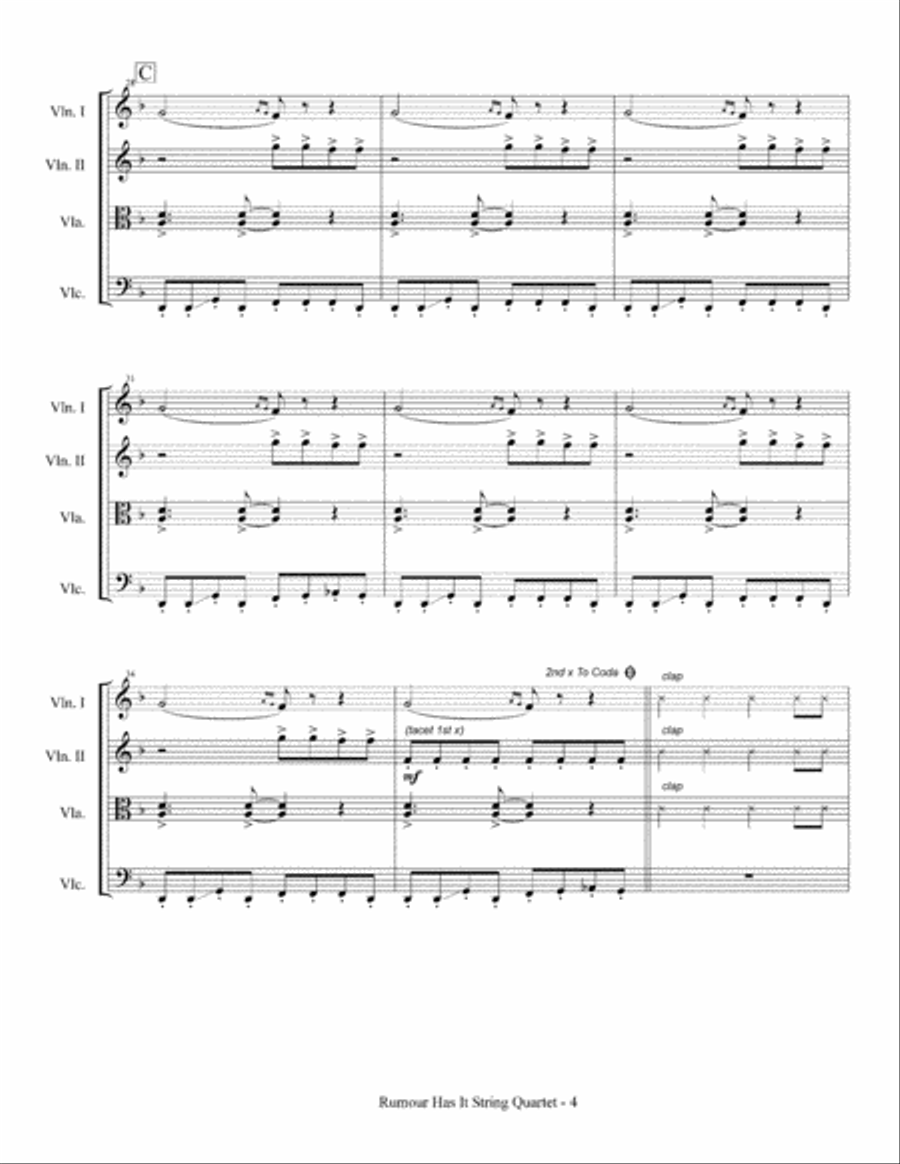 Rumour Has It Rumour Has It String Quartet scores gallery preview page 5