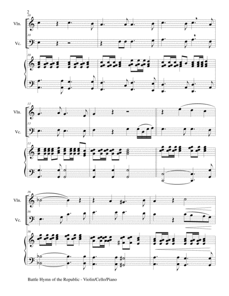 BATTLE HYMN OF THE REPUBLIC (Trio– Violin, Cello and Piano/Score and Parts) image number null