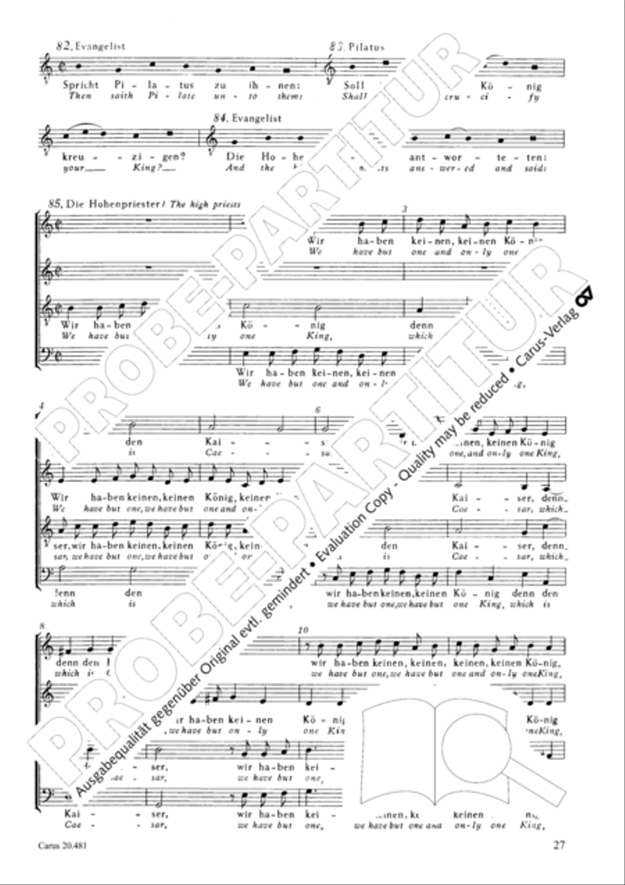 St. John Passion / The Passion of our Lord and Saviour Jesus Christ 4-Part scores gallery preview page 28