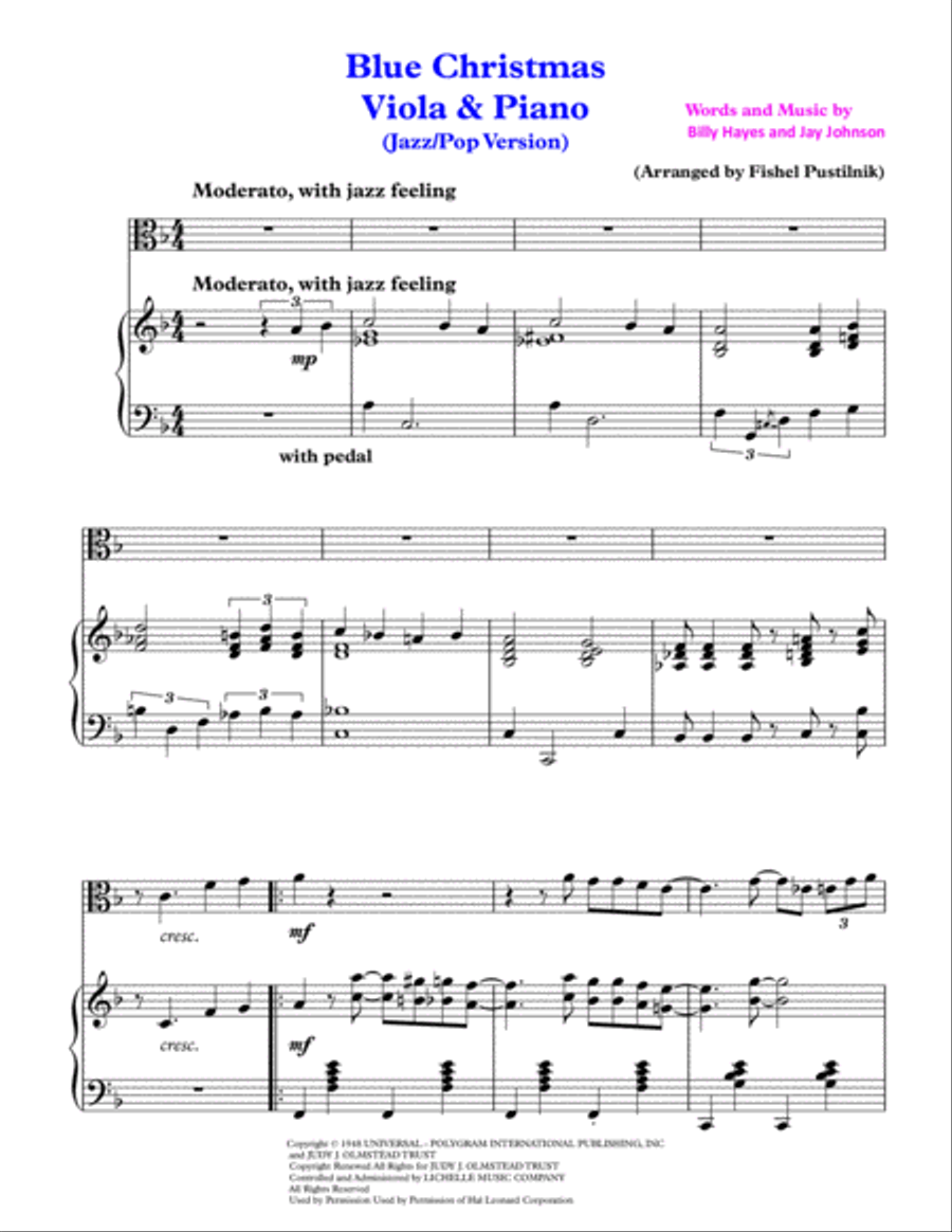 Blue Christmas Viola scores gallery preview page 2