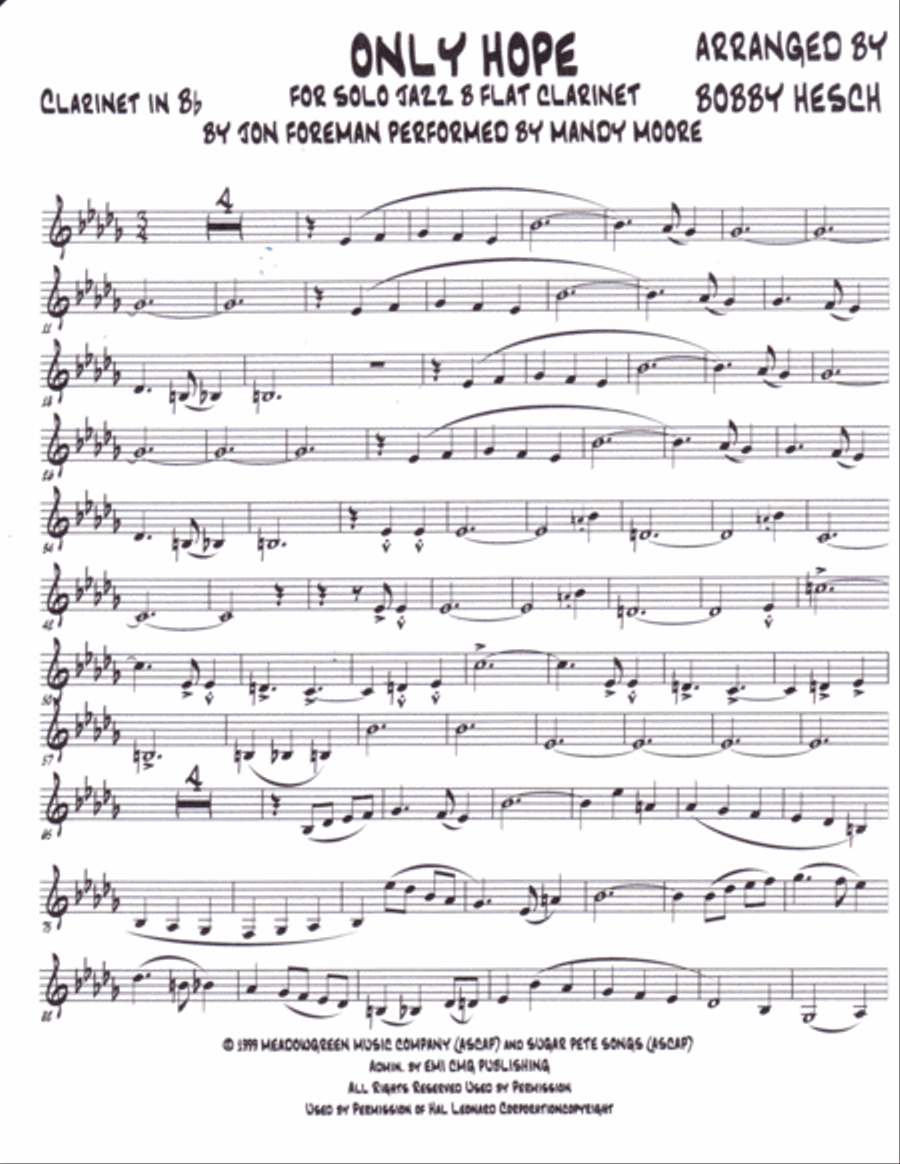 Only Hope Clarinet Solo scores gallery preview page 2