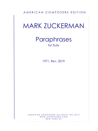 Book cover for [Zuckerman] Paraphrases