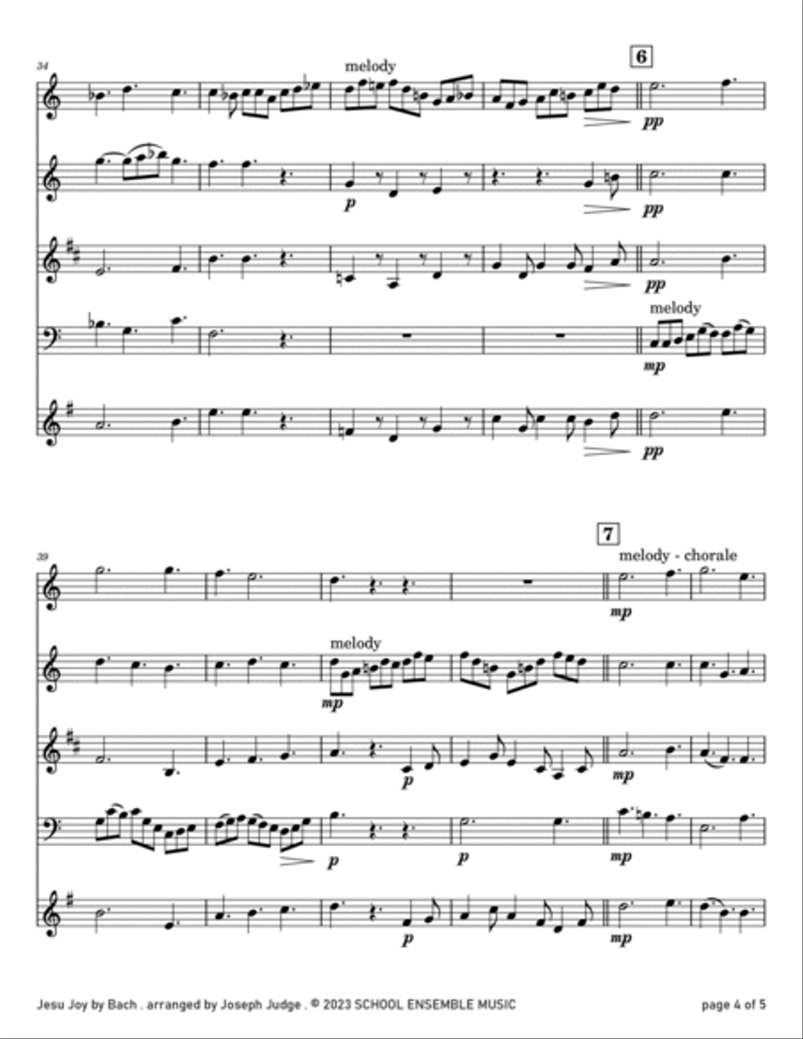 Jesu Joy by Bach for Woodwind Quartet in Schools Woodwind Quartet scores gallery preview page 4