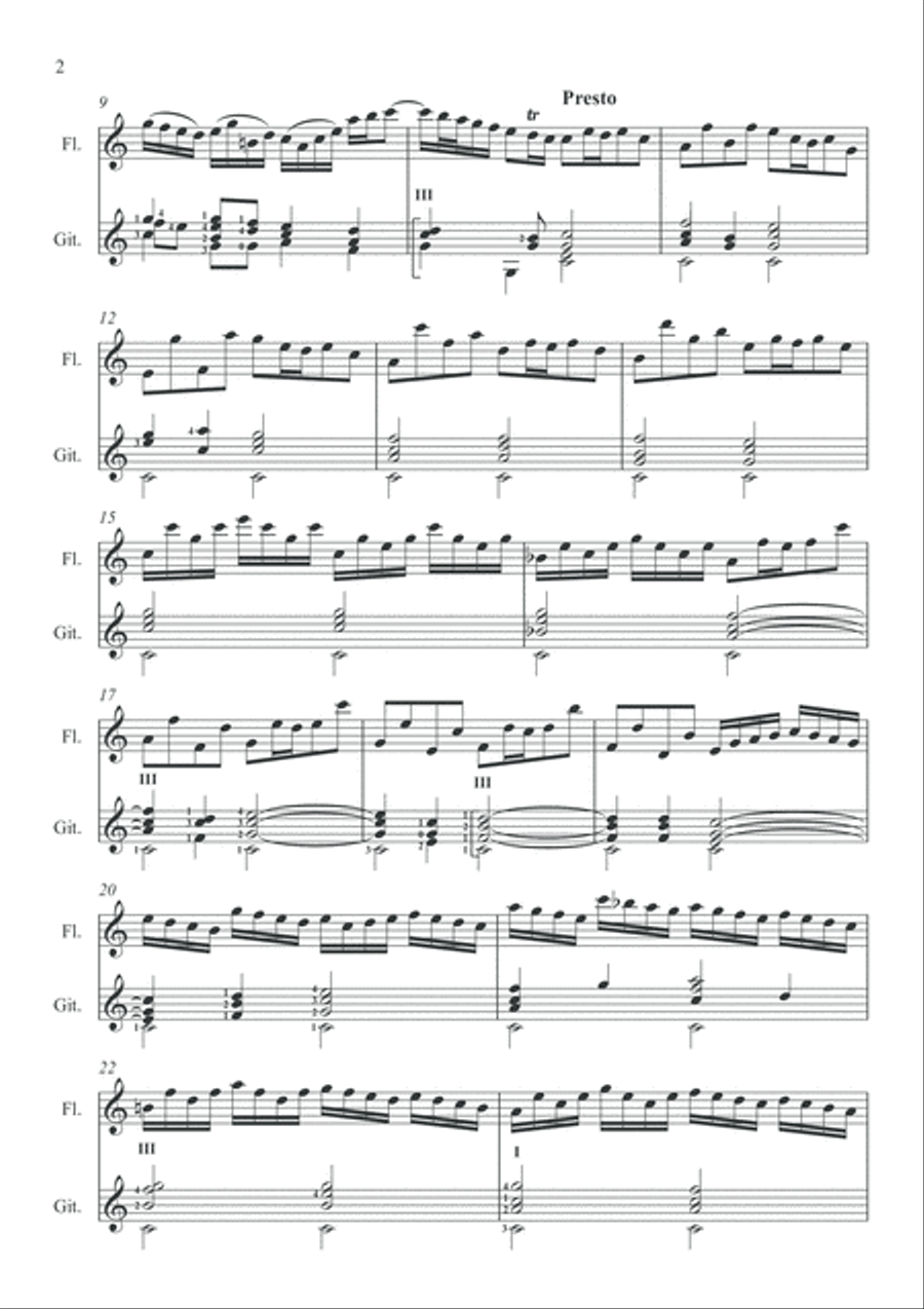 Bach Sonata BWV 1033 for Flute & Guitar Flute scores gallery preview page 3