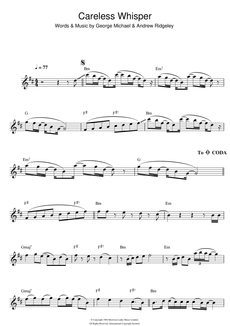 Careless Whisper Flute Solo scores gallery preview page 1