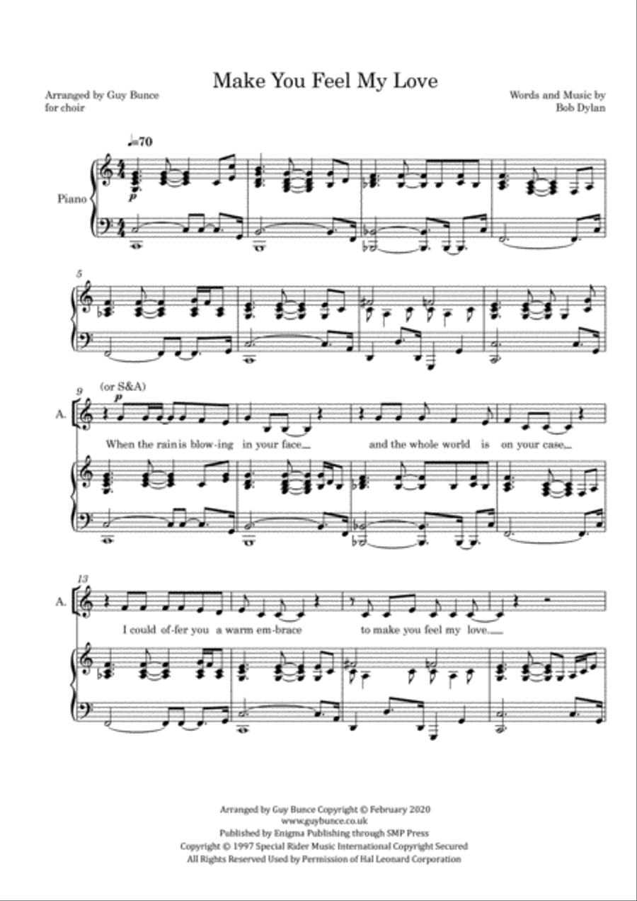 Make You Feel My Love 4-Part scores gallery preview page 3