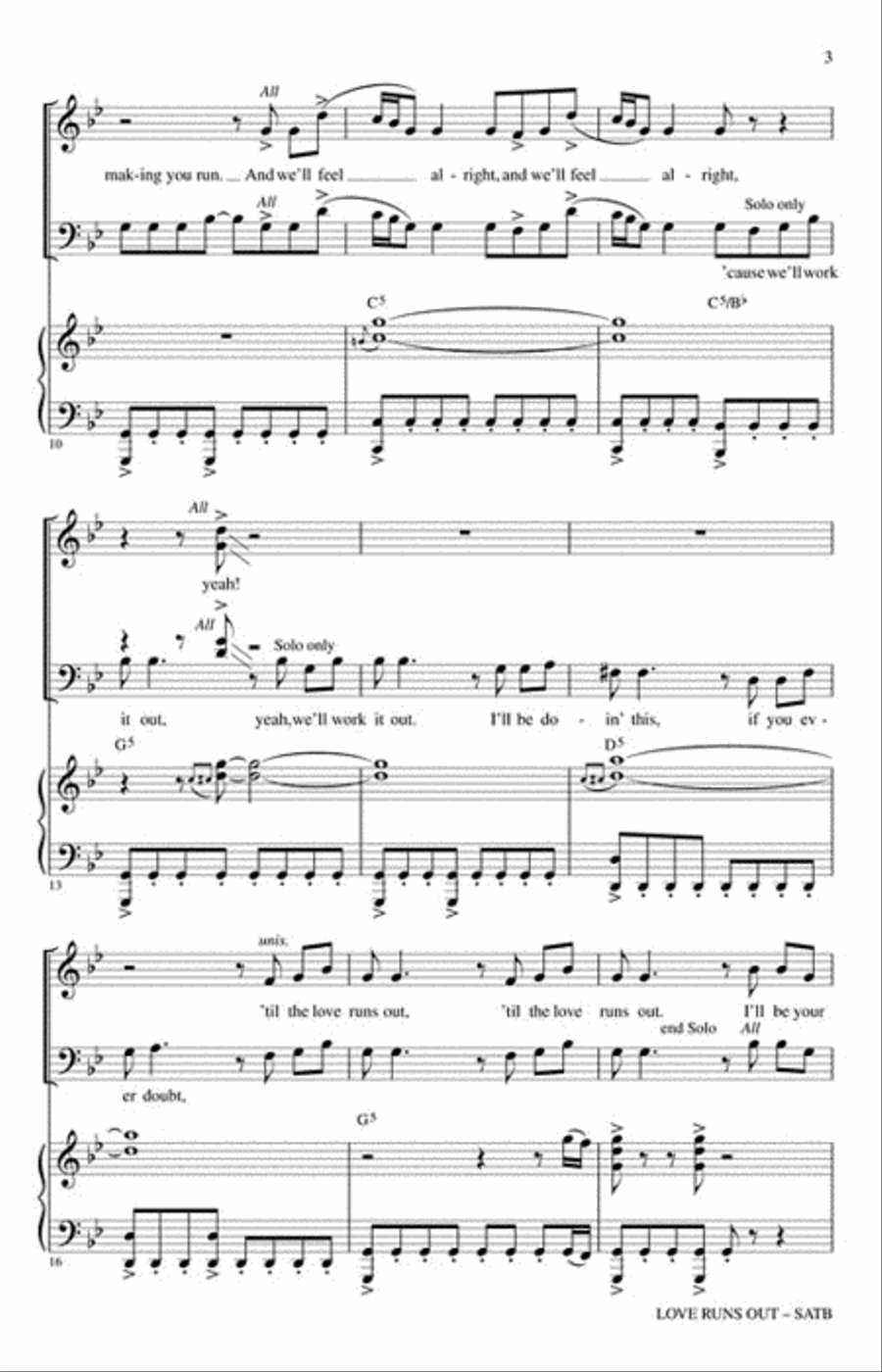 Love Runs Out Choir scores gallery preview page 3