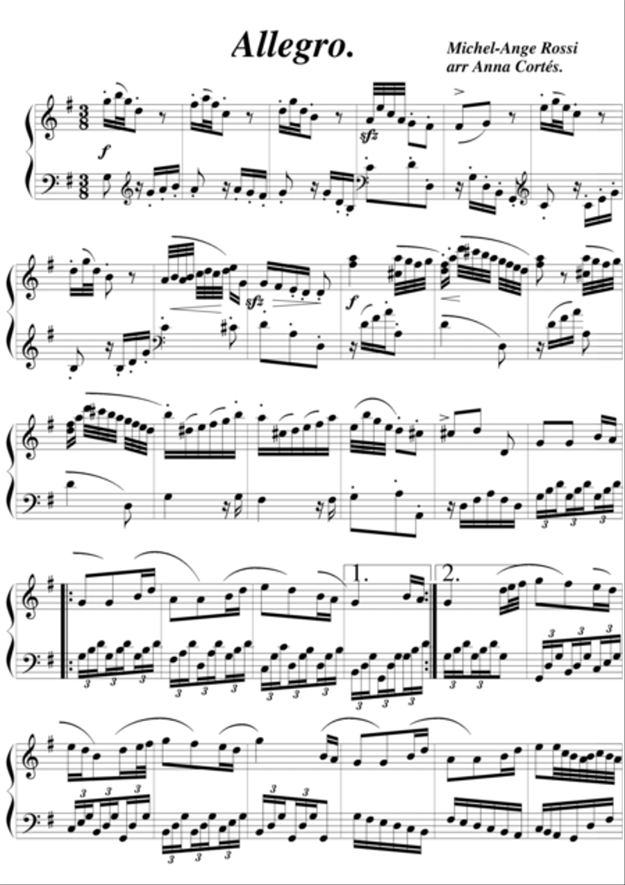 Allegro Michel-ange-Rossi -Anna Cortés Piano Solo scores gallery preview page 1