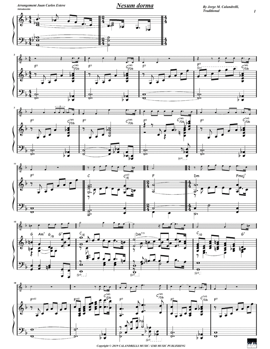 Nessun Dorma Chamber Music scores gallery preview page 1