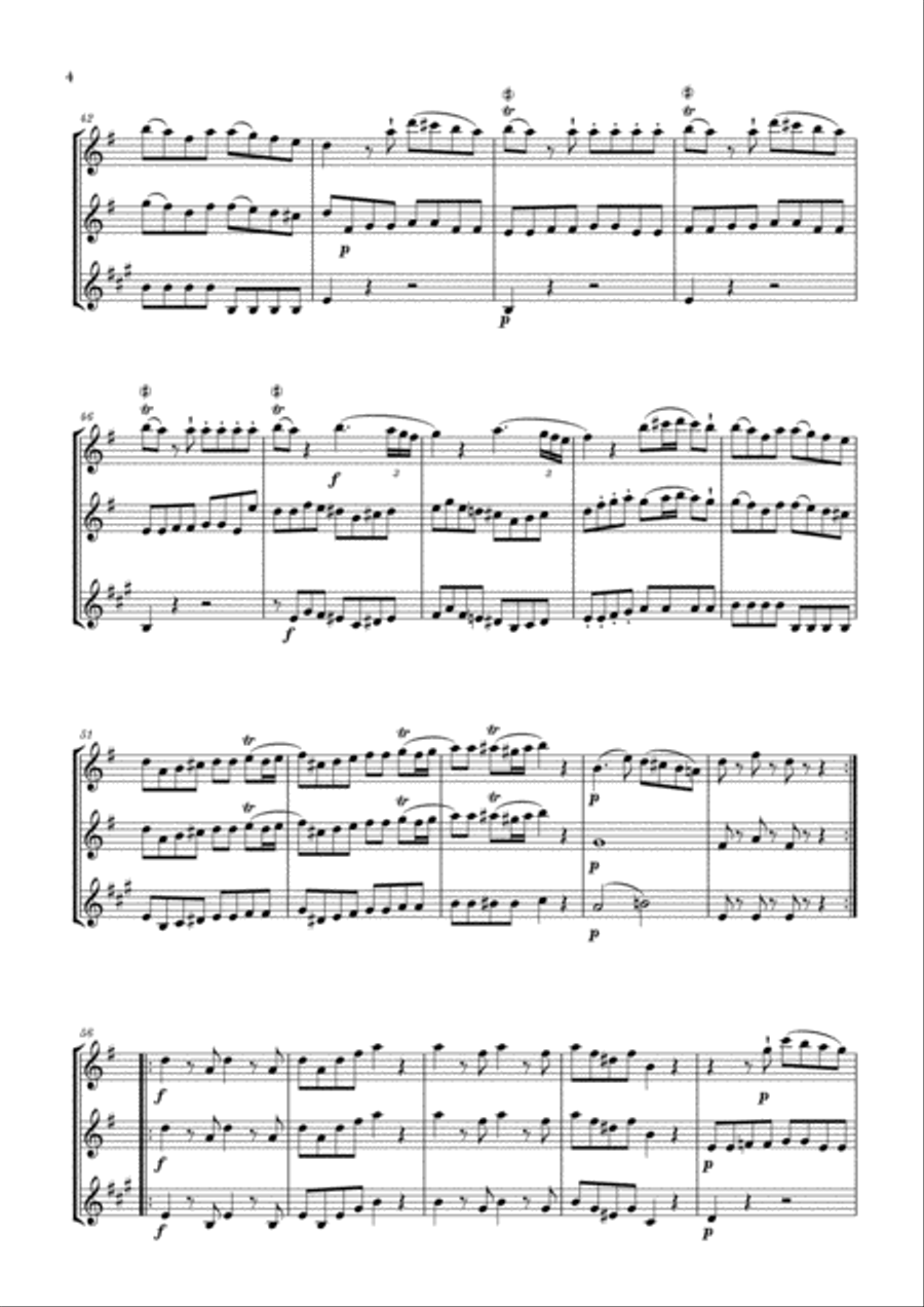 Eine Kleine Nachtmusik for 2 Flutes and Bass Clarinet Woodwind Trio scores gallery preview page 4