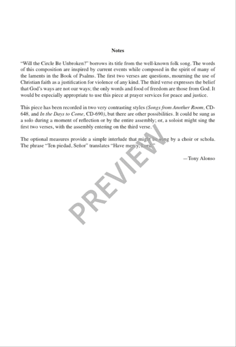 Will the Circle Be Unbroken? 2-Part scores gallery preview page 11