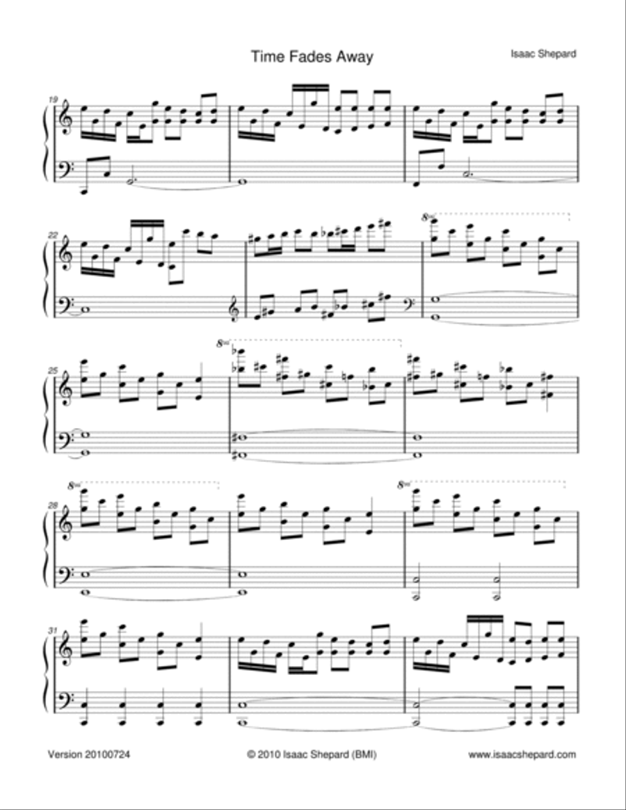 Time Fades Away Piano Solo scores gallery preview page 2