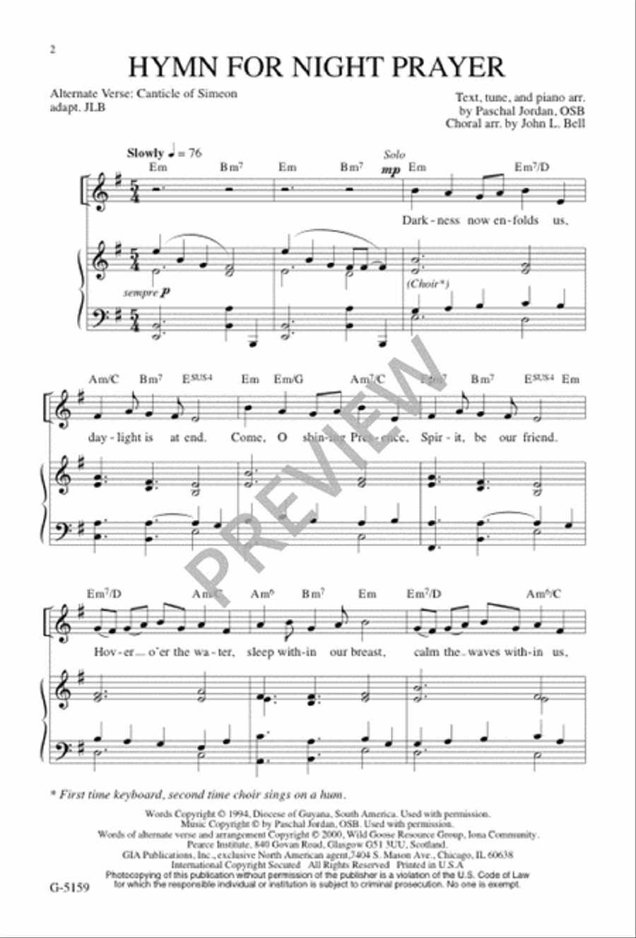 Hymn for Night Prayer Hymn for Night Prayer 4-Part scores gallery preview page 3
