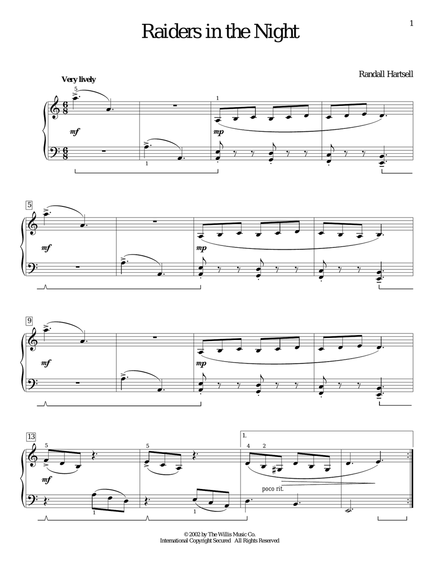 Raiders In The Night Piano Method scores gallery preview page 1
