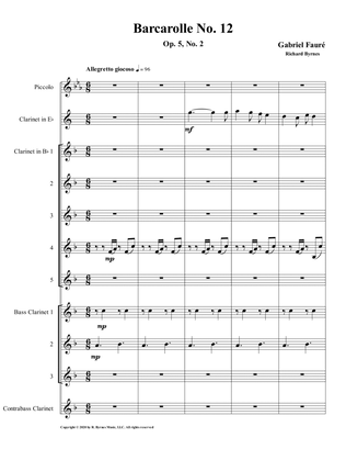 Barcarolle 12, Op. 105, No. 2 by Gabriel Fauré (Clarinet Choir + Piccolo)