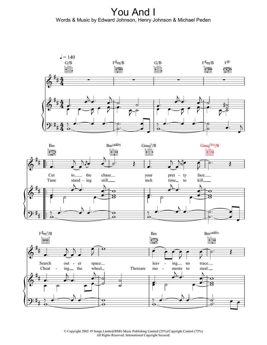 You And I Piano, Vocal, Guitar scores gallery preview page 1