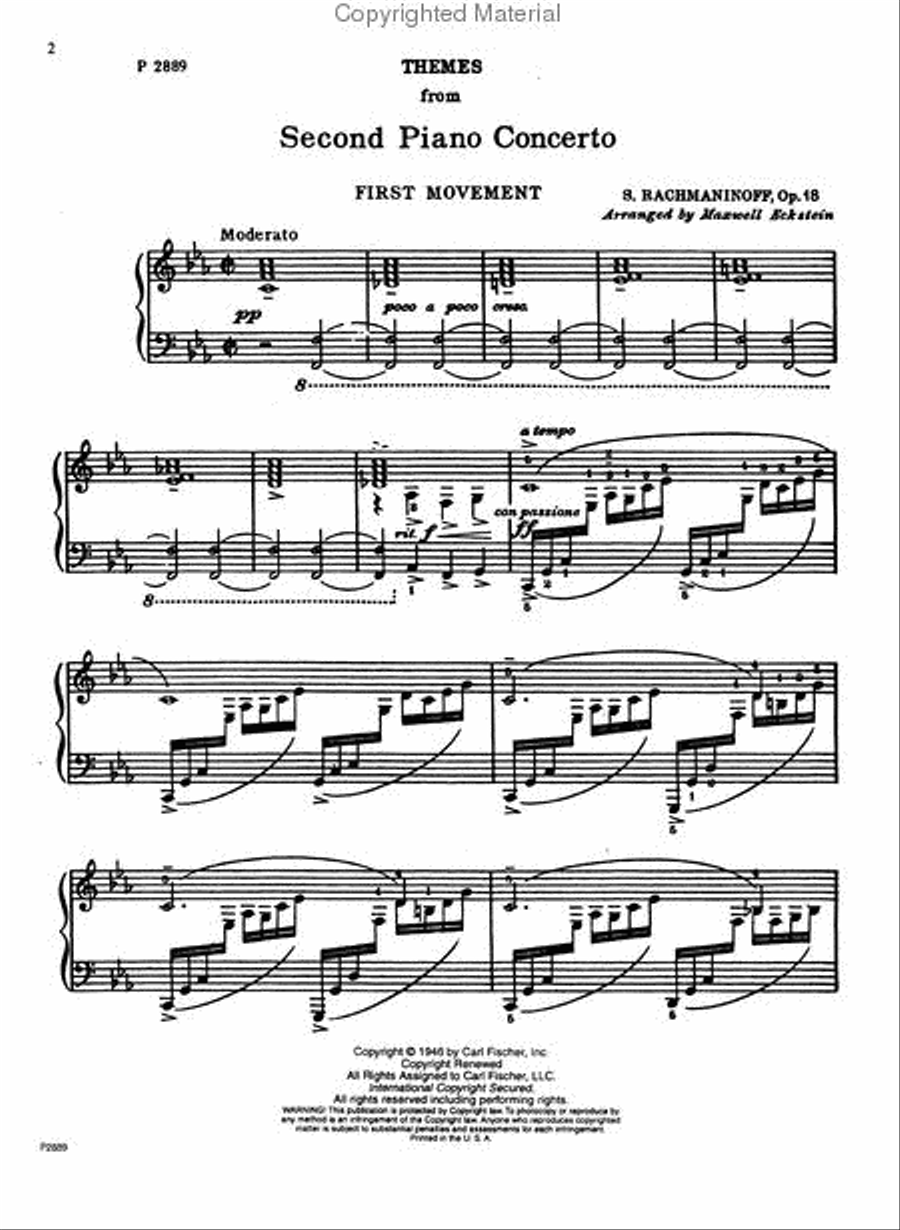 Themes From The Second Piano Concerto Piano Solo scores gallery preview page 2