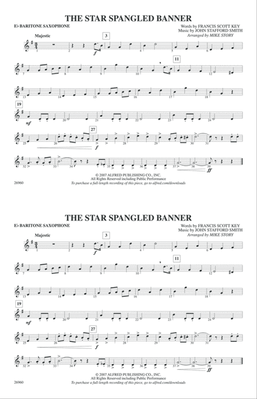 The Star-Spangled Banner: E-flat Baritone Saxophone Marching Band scores gallery preview page 1
