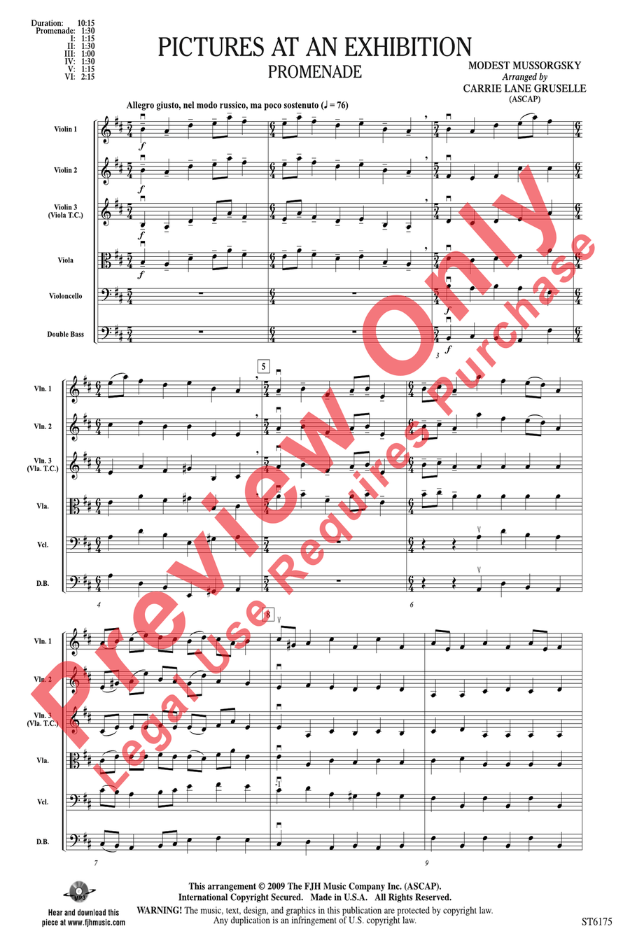 Pictures at an Exhibition String Orchestra scores gallery preview page 3