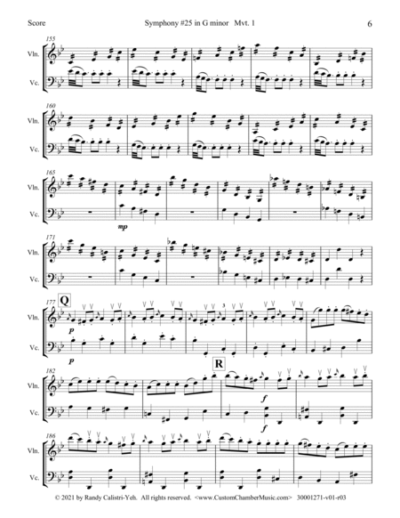 Mozart Symphony #25 in G Minor, K. 183, Mvt. 1 (violin/cello duet) image number null