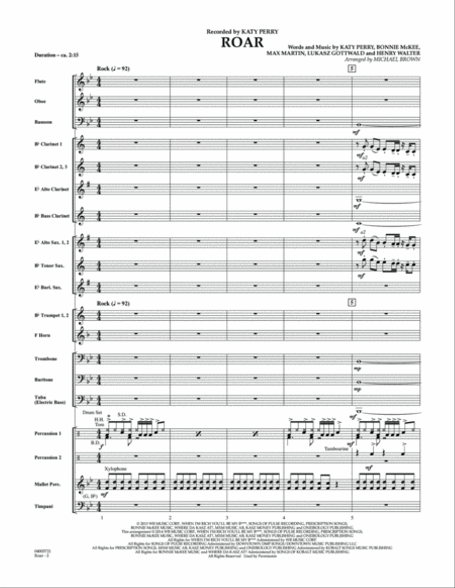 Roar - Conductor Score (Full Score) Concert Band scores gallery preview page 2