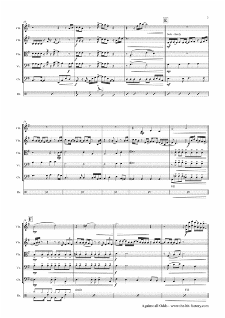 Against All Odds (take A Look At Me Now) String Quintet scores gallery preview page 3