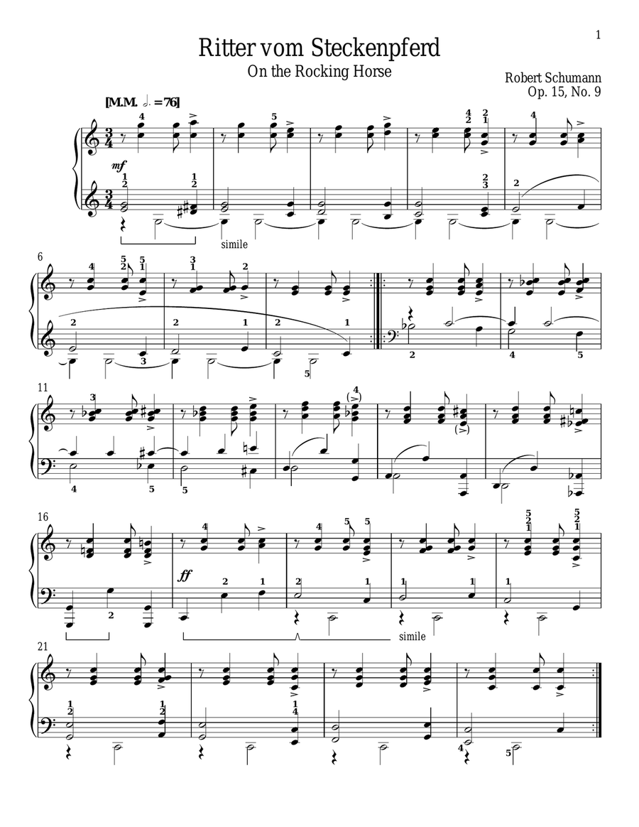 The Knight Of The Rocking-Horse, Op. 15, No. 9 Piano Solo scores gallery preview page 1