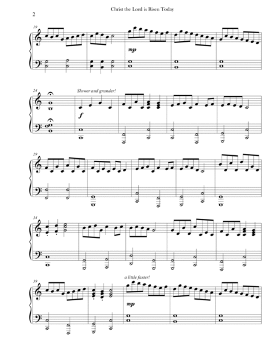 Christ the Lord is Risen Today (Advanced Piano) Piano Solo scores gallery preview page 2