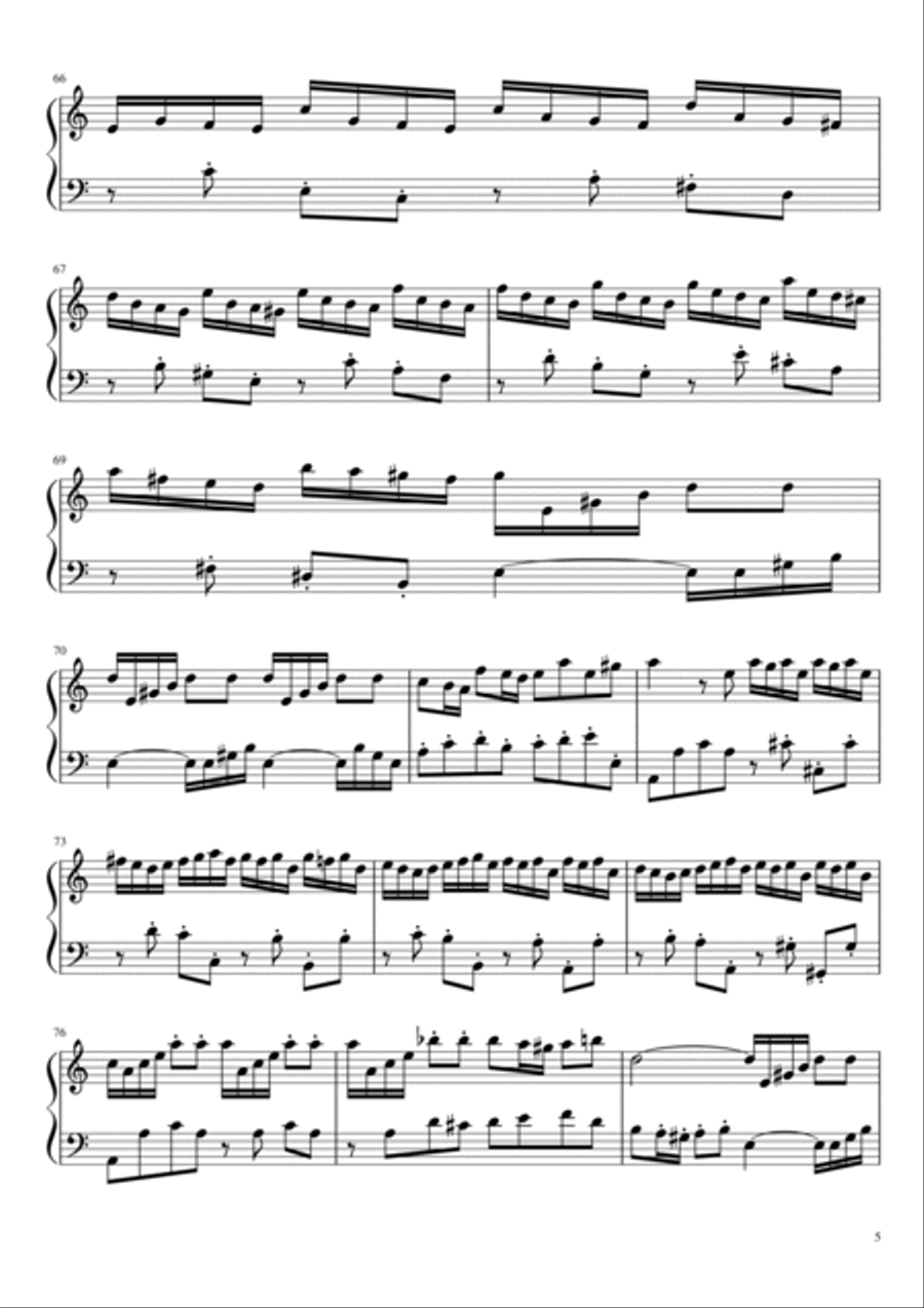 Vivaldi - L'Estro Armonico - (RV 356 Op.3 No.6 in A Minor) - For Piano Solo Piano Solo scores gallery preview page 5