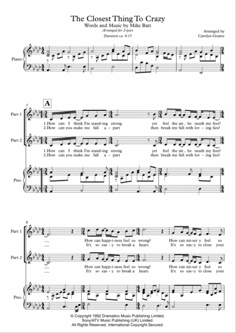 The Closest Thing To Crazy Voice scores gallery preview page 1