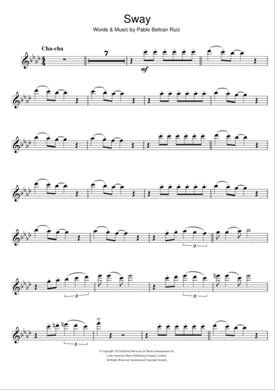 Sway (Quien Sera) Flute Solo scores gallery preview page 1