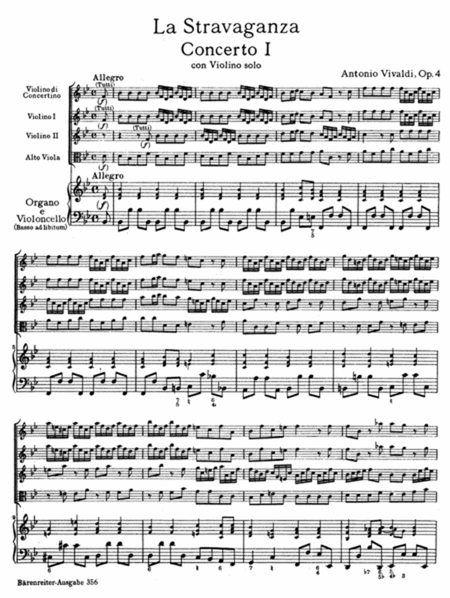 La Stravaganza, No. 1 B flat major, Op. 4/1 Fa I, 180