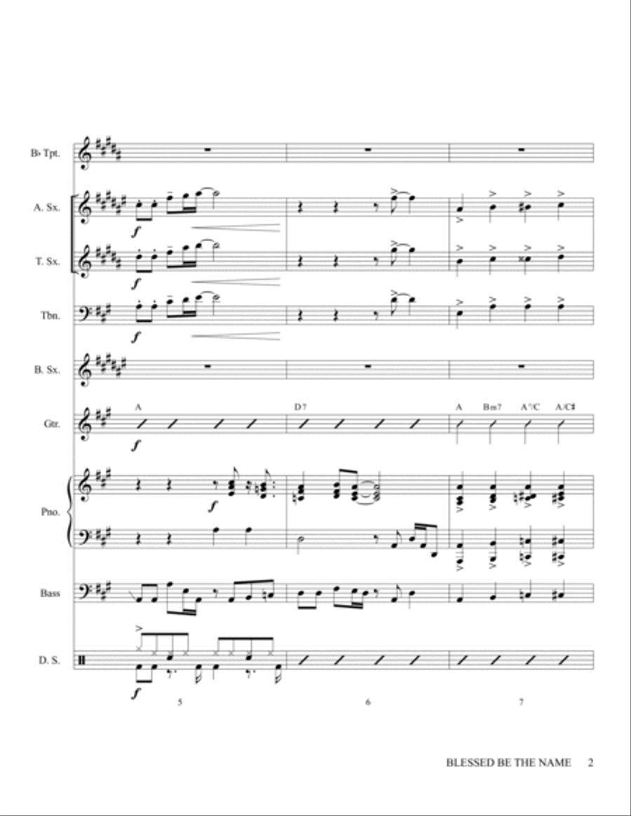 Blessed be The Name for Small/Medium Ensembles Jazz Ensemble scores gallery preview page 3