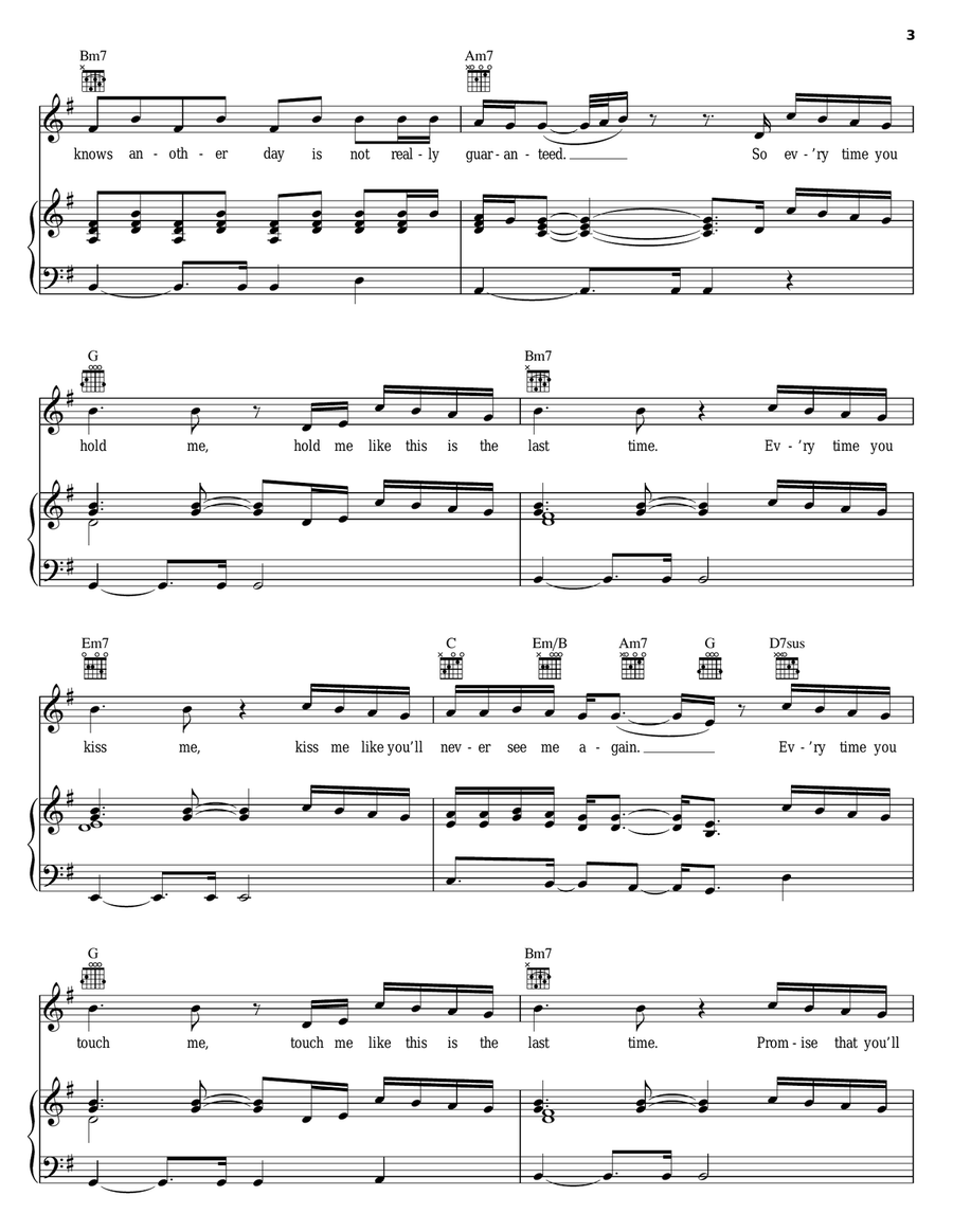 Like You'll Never See Me Again Piano, Vocal, Guitar scores gallery preview page 3
