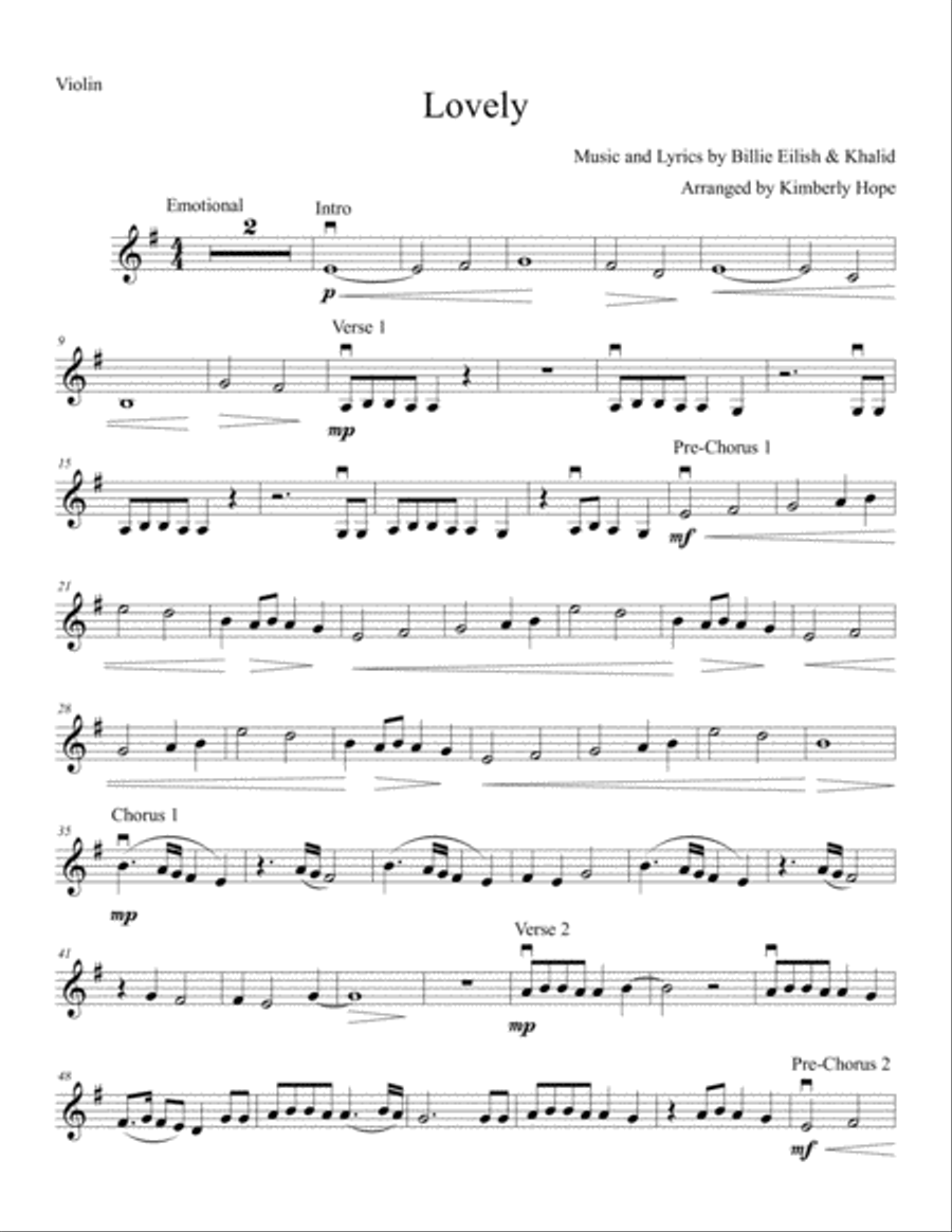 Lovely Violin Solo scores gallery preview page 1