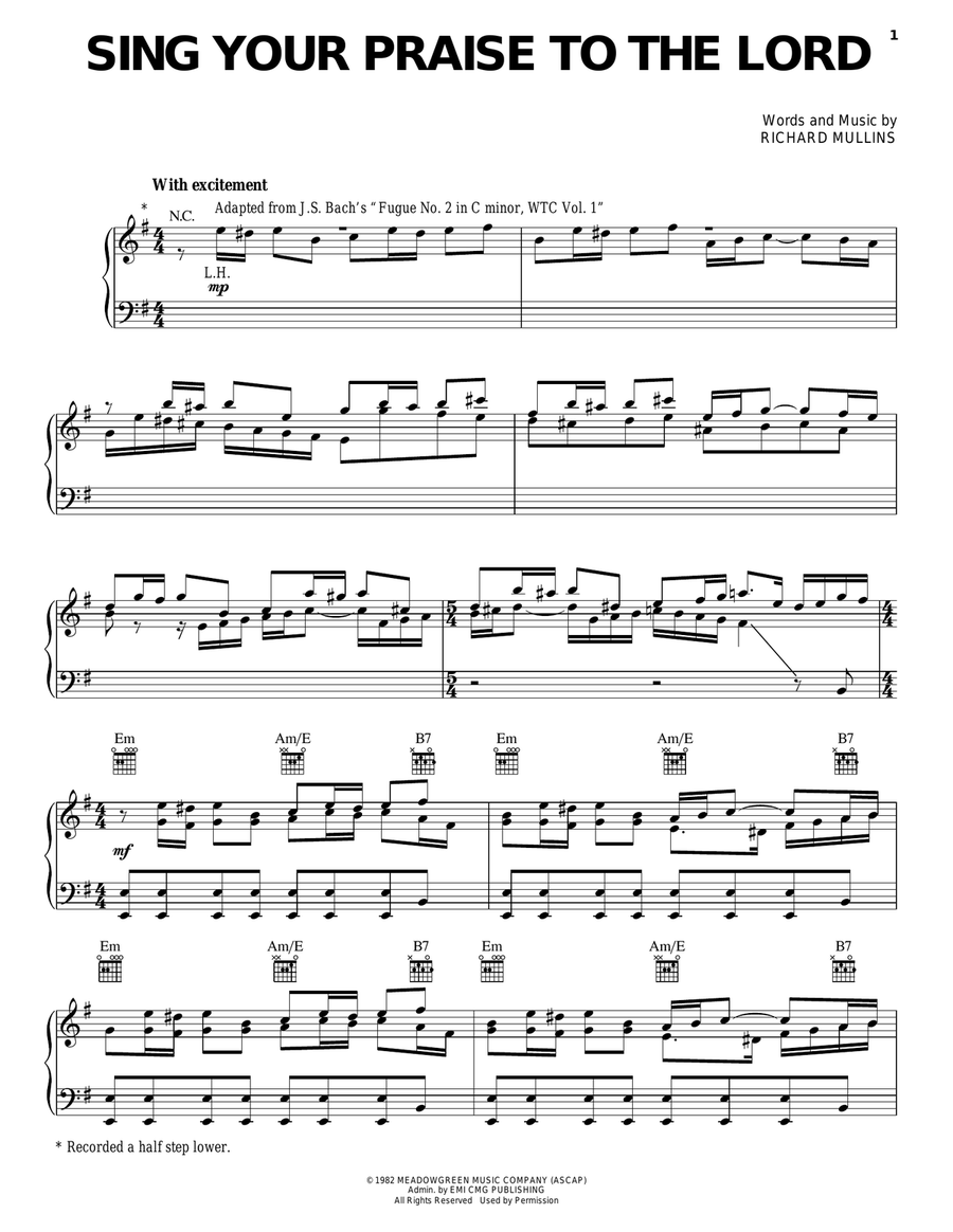 Sing Your Praise To The Lord Piano, Vocal, Guitar scores gallery preview page 1