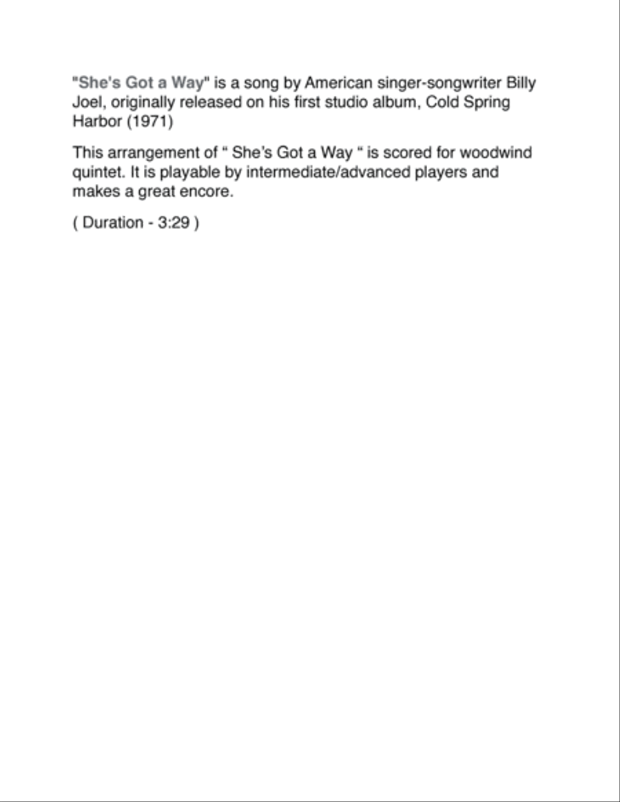 She's Got A Way Woodwind Quintet scores gallery preview page 2
