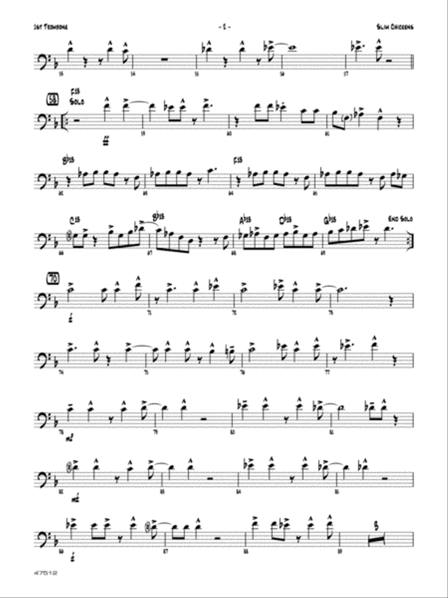Slim Chickens: 1st Trombone Jazz Ensemble scores gallery preview page 2
