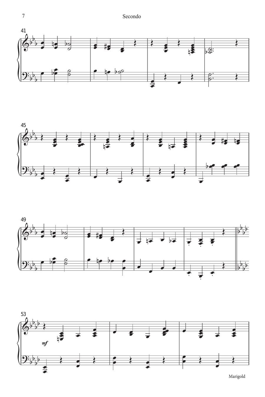 Marigold Marigold Piano Duet scores gallery preview page 7