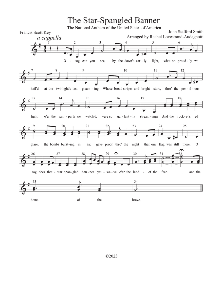 The Star Spangled Banner for Kids SA scores gallery preview page 1