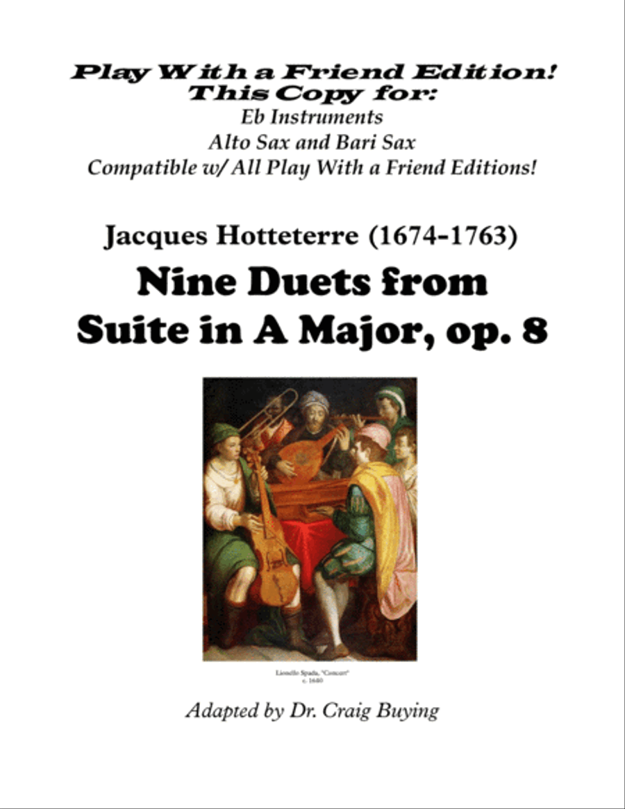 Nine Duets from Hotteterre op. 8 (Instruments in Eb (Alto/Bari Sax) Version - Editions for All Inst Woodwind Duet scores gallery preview page 1