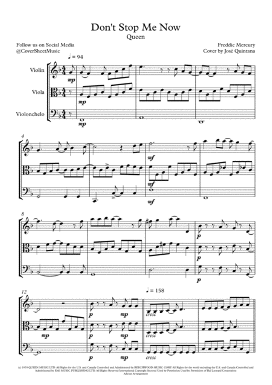 Don't Stop Me Now String Trio scores gallery preview page 2