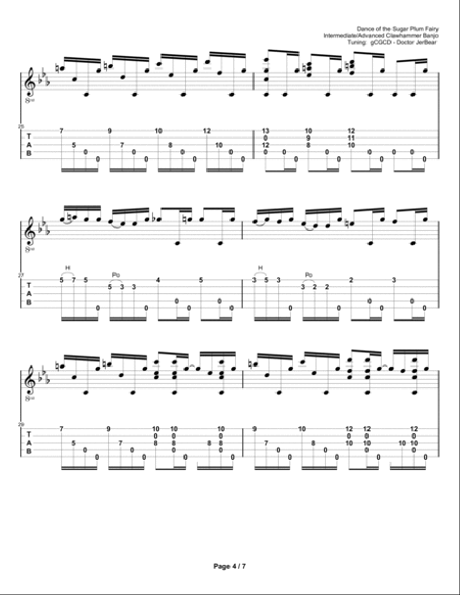 Dance of the Sugar Plum Fairy--Intermediate/Advanced Clawhammer Banjo Banjo scores gallery preview page 4