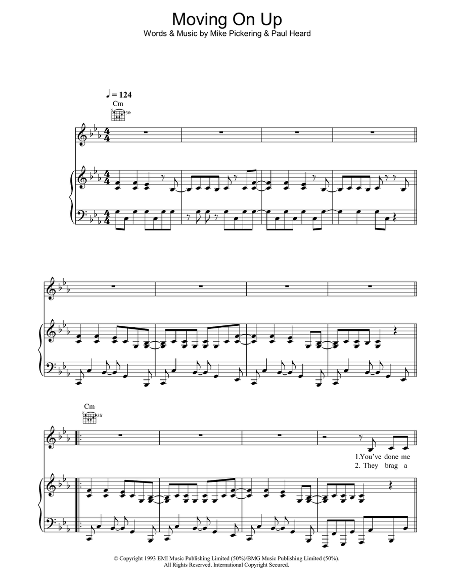 Moving On Up Piano, Vocal, Guitar scores gallery preview page 1